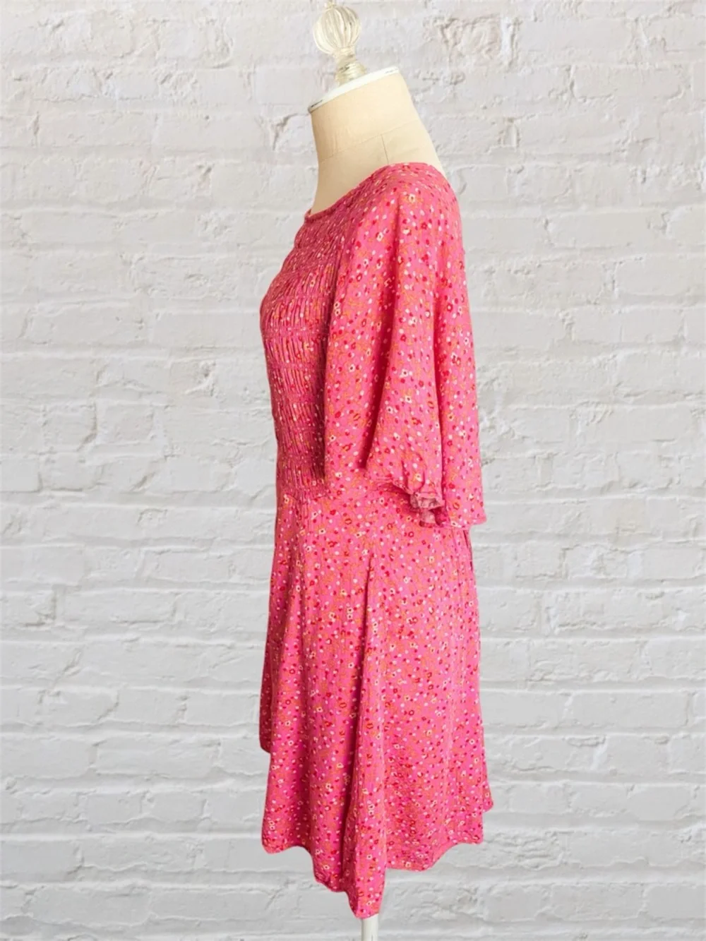 Free People Florence Lace Up Back Floral Mini Dress